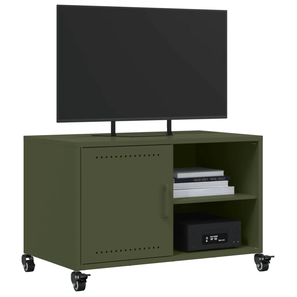 Mobile TV Verde Oliva 68x39x43,5 cm in Acciaio