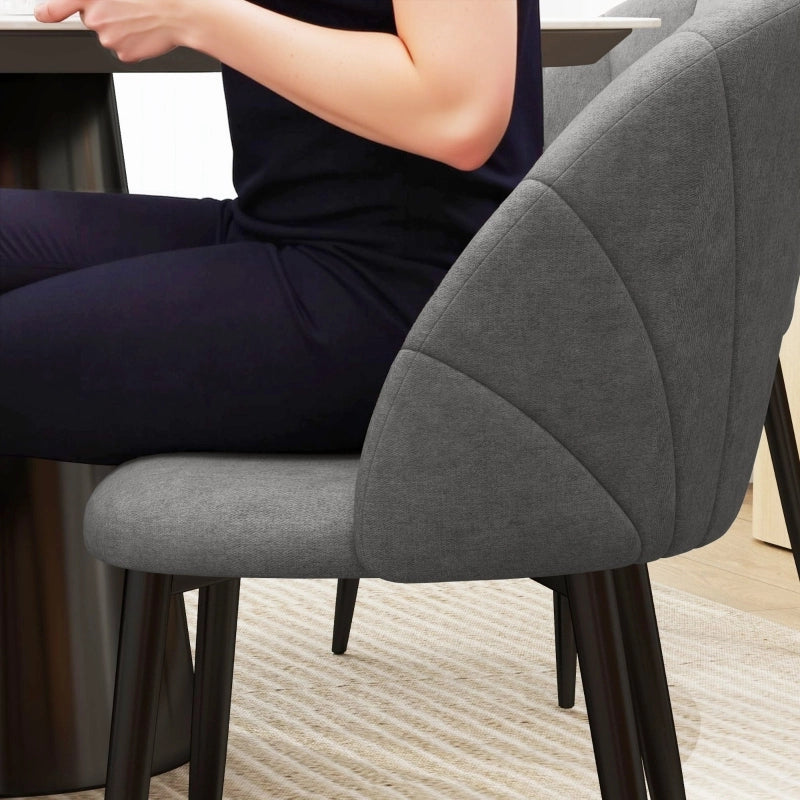 Sedie da pranzo set da 4 senza braccioli con schienale ergonomico e gambe in acciaio grigio scuro 52 × 54 × 79 cm