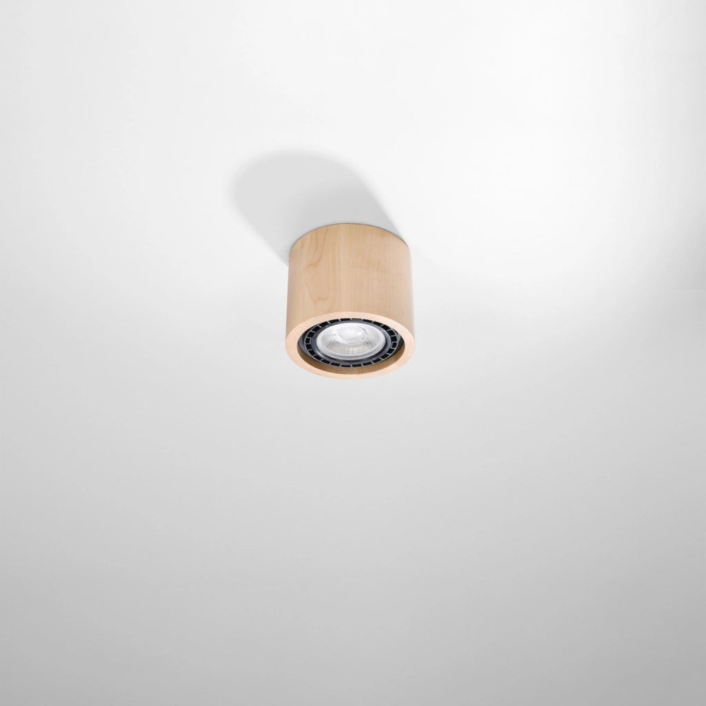 Spot soffitto legno naturale tondo 14cm 1xGU10 Pure Lume