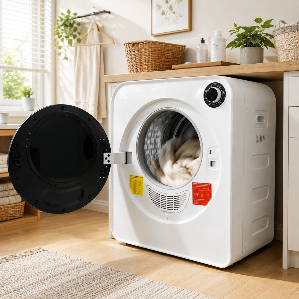 Asciugatrice Compatta 3 kg 830 W con PTC Ceramico; 4 Programmi; Cestello Inox e Montaggio a Parete