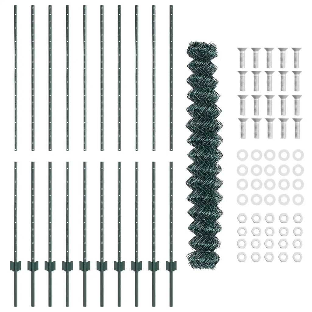 Recinzione a maglie con palo 10 x 1,6 m Verde Rete 3336244