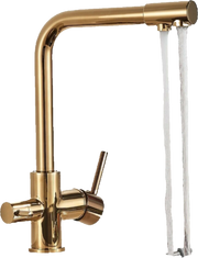 Felix | Rubinetto acqua potabile 3 vie premium oro lucido | rubinetto cucina osmosi acciaio inox | rubinetto miscelatore - 360 gradi|filtro 3 attacchi