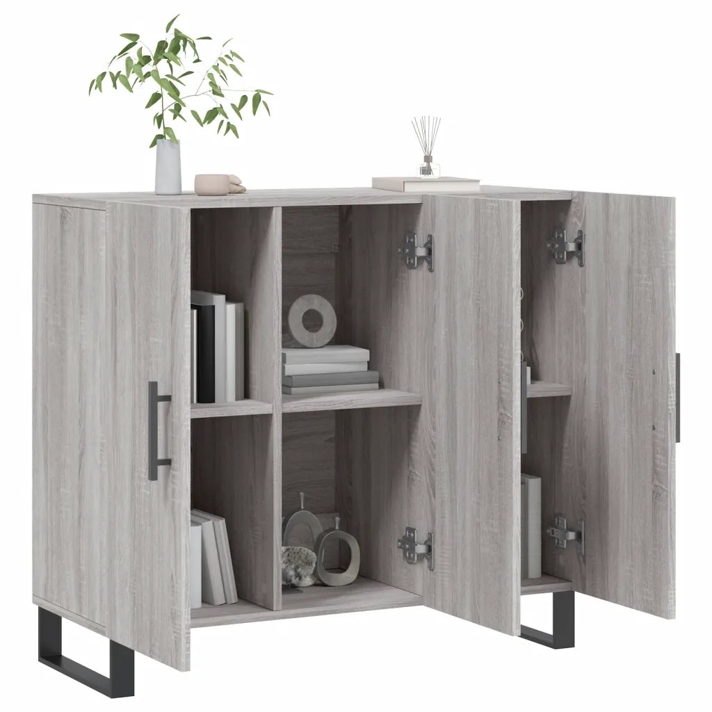 Credenza Grigio Sonoma 90x34x80 cm in Legno Multistrato 828138