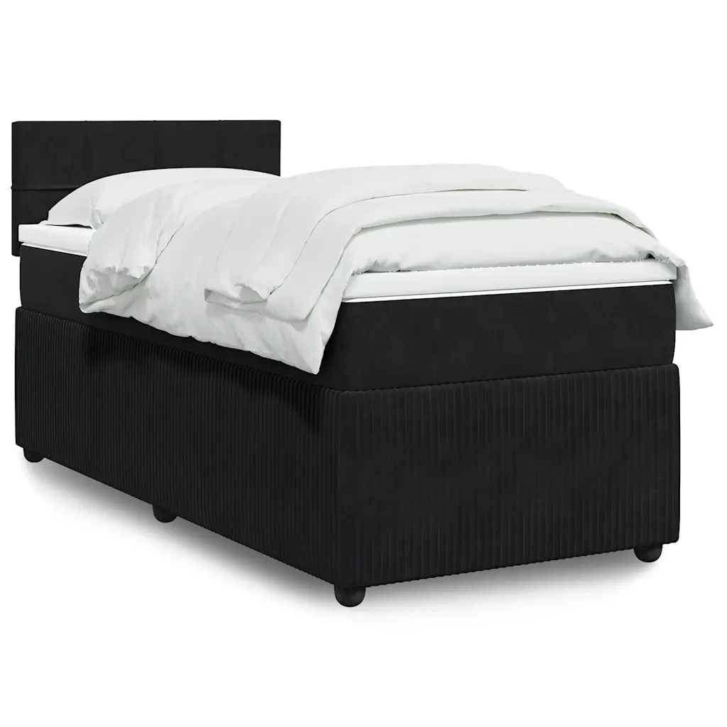 Giroletto a Molle con Materasso Nero 90x190 cm in Velluto