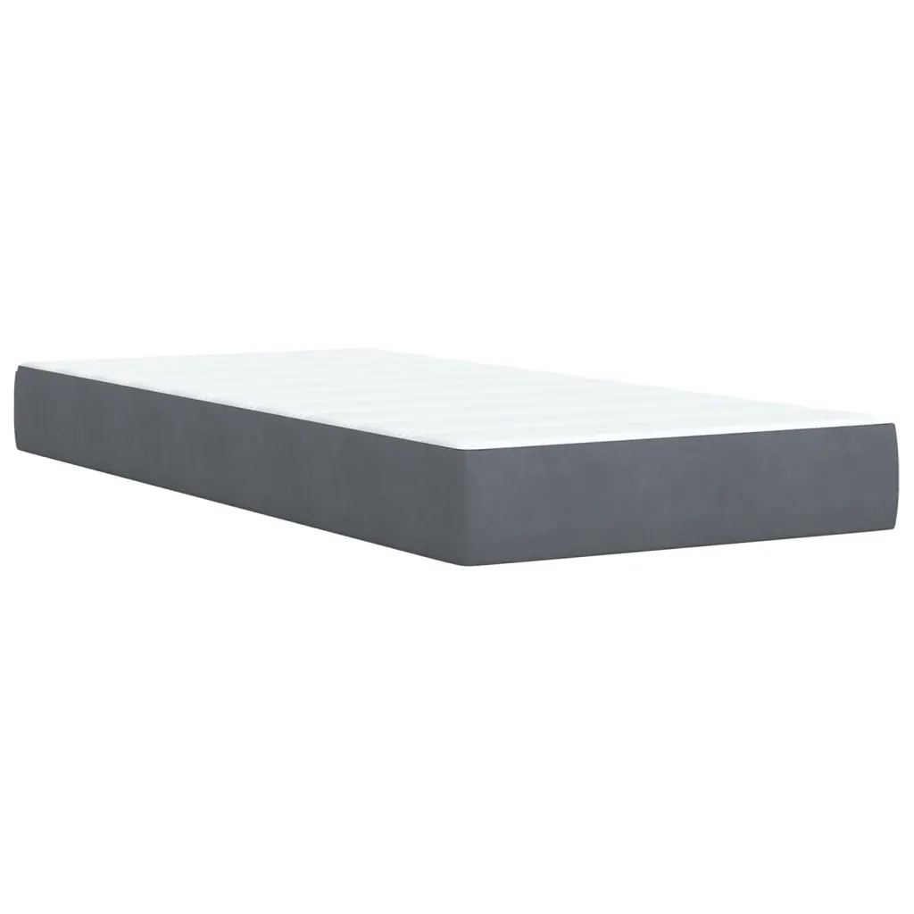 Giroletto a Molle con Materasso Grigio Scuro 90x190 cm Velluto
