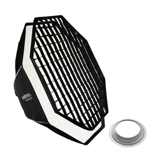 Essential Softbox Octagon 120cm + adattatore softbox per Hensel Expert, ruotabile a 360°, con griglia, adattatore Bowens e borsa per il trasporto, ideale per ritratti e scatti di bellezza