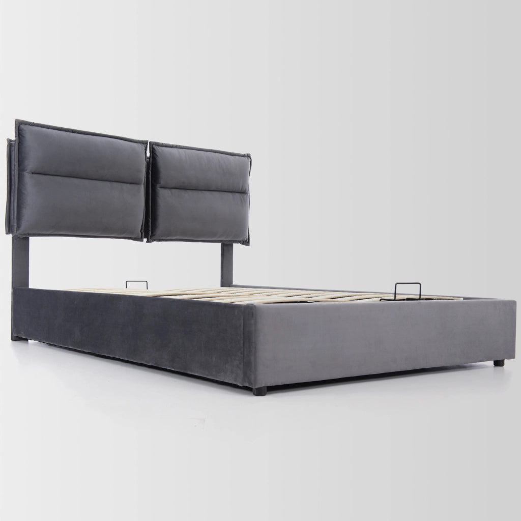 letto imbottito velluto grigio 140x200 cm