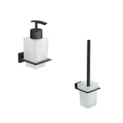 Set da bagno 2 accessori nero opaco: dispenser e porta scopino | Arch