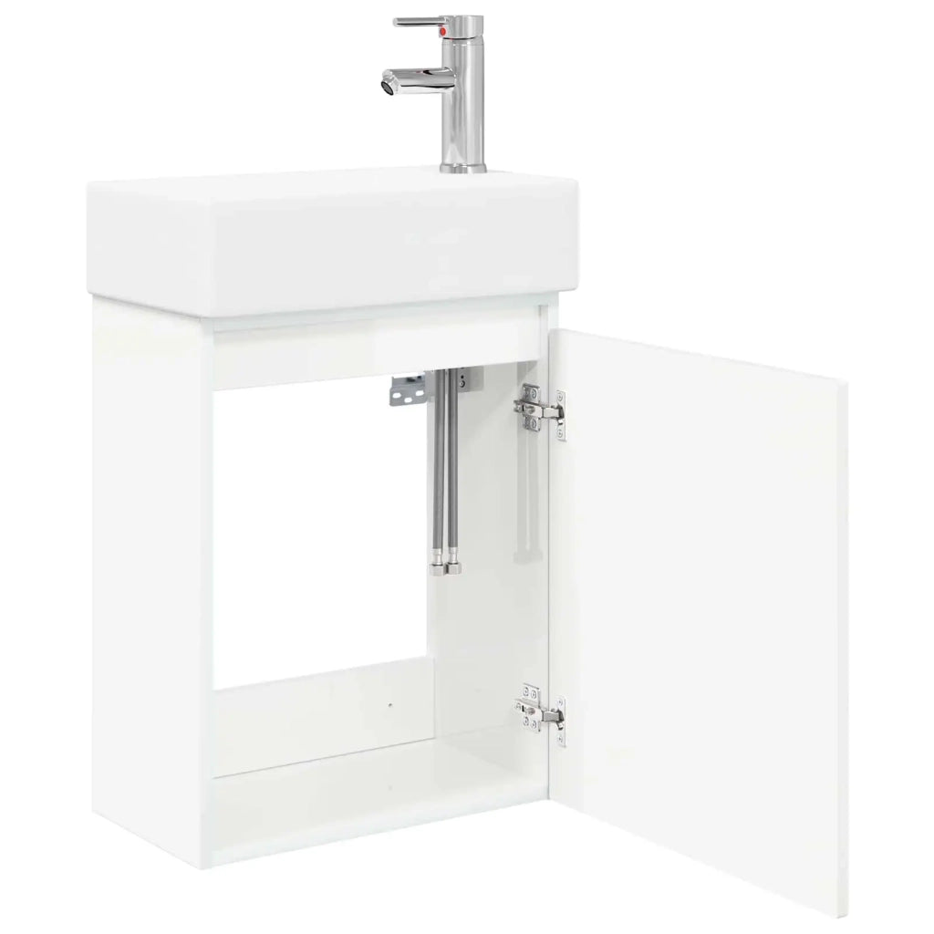 Mobile bagno con rubinetto Bianco Lucido 45,5 x 22,5 x 84 cm 889475