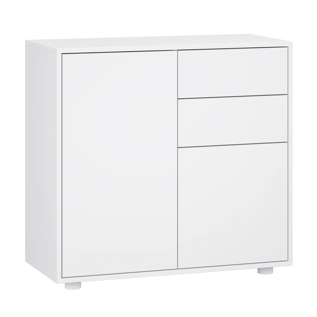 Comò Paarl con 2 Ante e 2 Cassetti 74x79x36 cm - Bianco Opaco [en.casa]