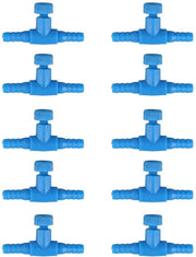 Regolatori di flusso d'aria per acquario, 10 pezzi, plastica, blu, diametro connettore 4,7 mm, dimensioni totali 38,5 x 18 x 9 mm