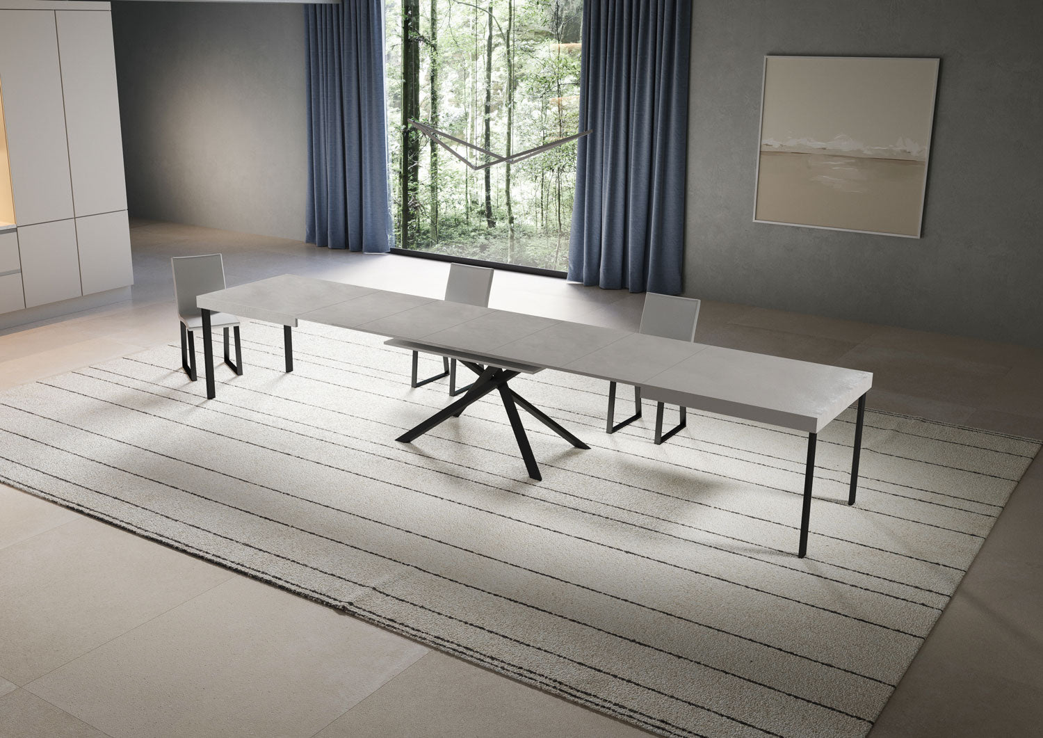 Tavolo Allungabile 200/460x90 cm Niket Cashmere Gambe Antracite