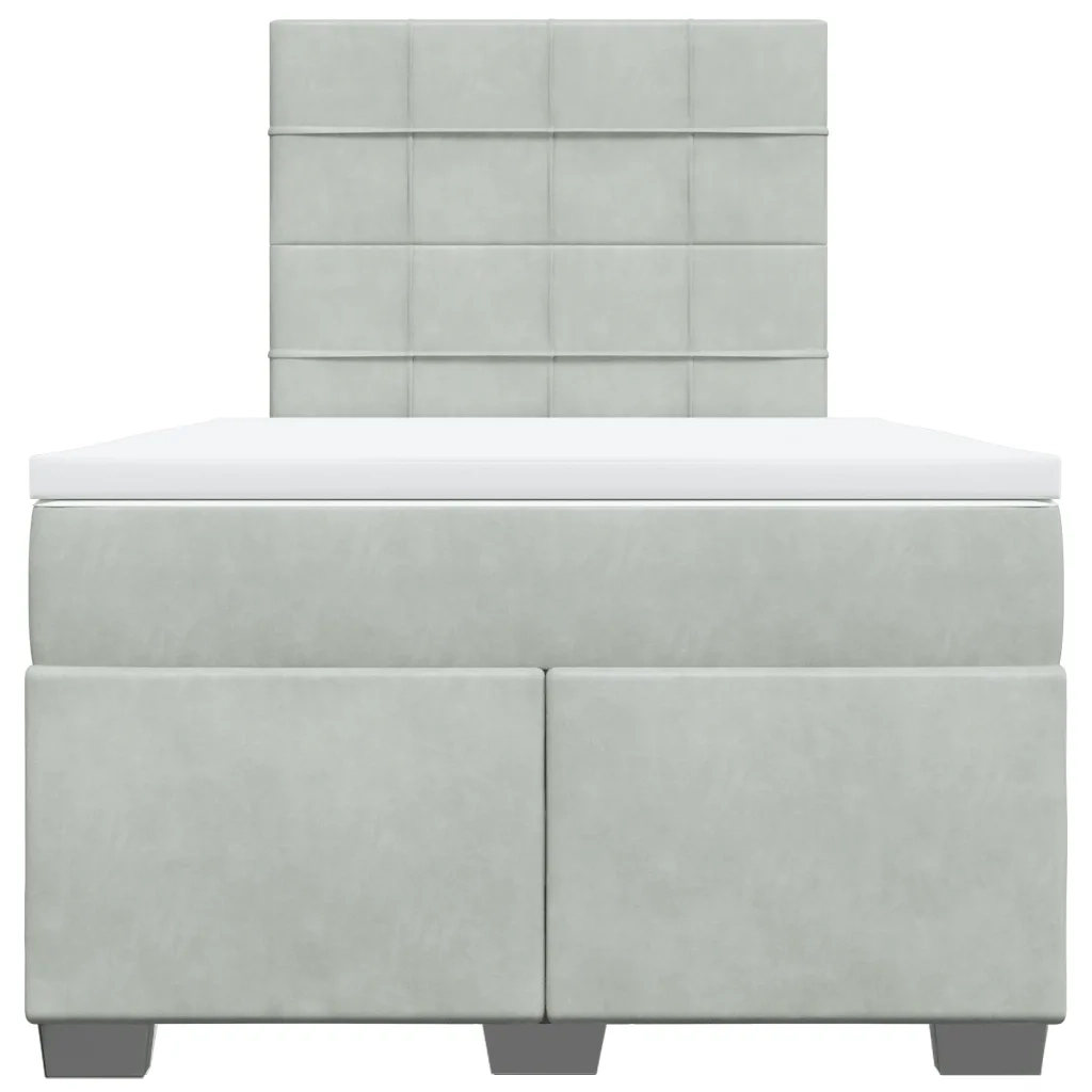 Giroletto a Molle con Materasso Grigio Chiaro 120x200cm Velluto