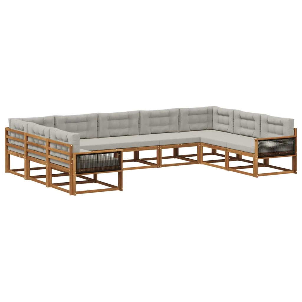 Set di divani da esterno 9 pz Naturale e Grigio Chiaro 3382884