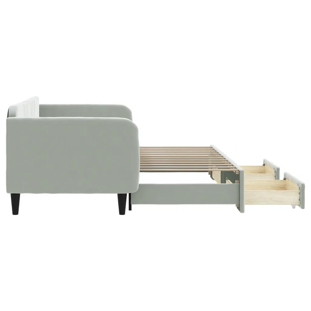 Divano Letto Estraibile Cassetti Grigio Chiaro 90x200cm Velluto 3197111