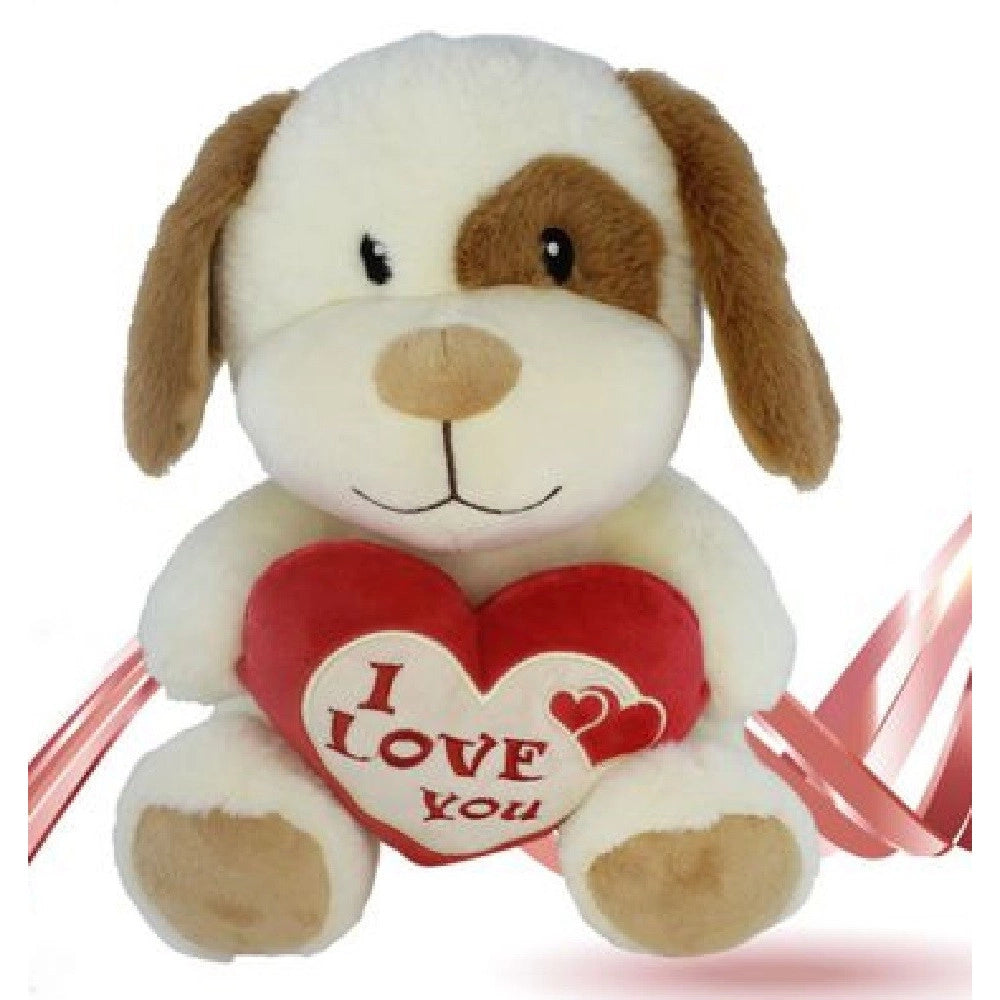 Trade Shop - Peluche Cane Con Cuore Scritta "i Love You" 30cm Idea Regalo San Valentino 93703 -
