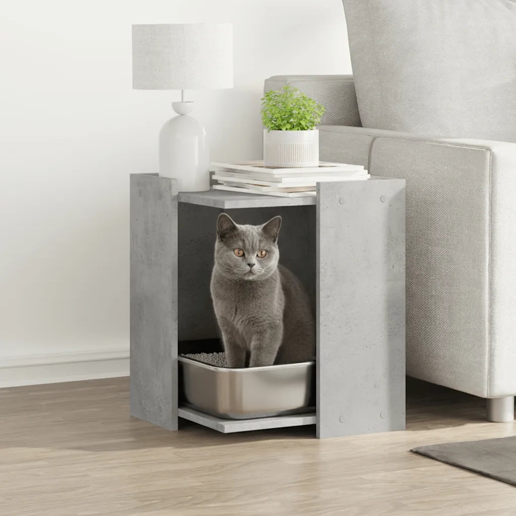 Recinto Lettiera Gatti Grigio Cemento 60x40x40 cm in Truciolato 857745