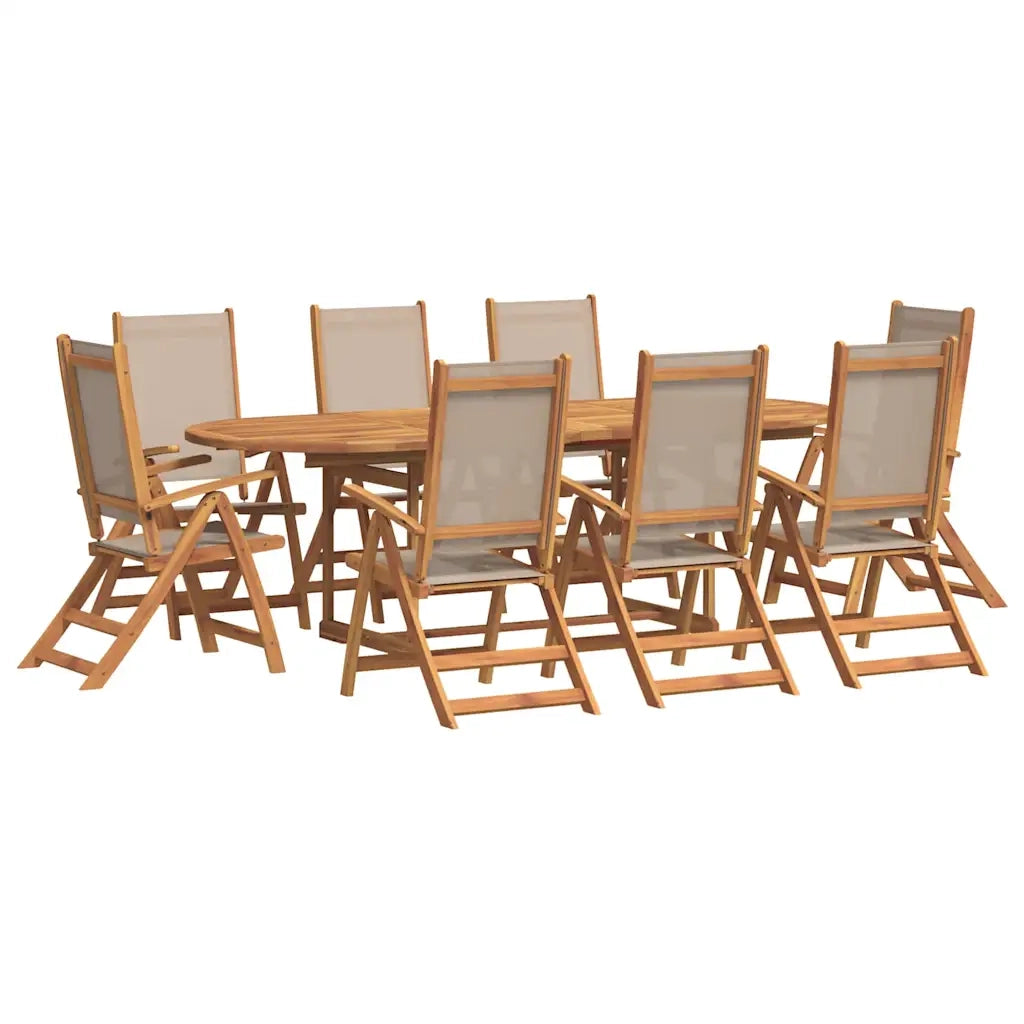Set Pranzo da Giardino 9pz Legno Massello di Acacia e Textilene 3279319