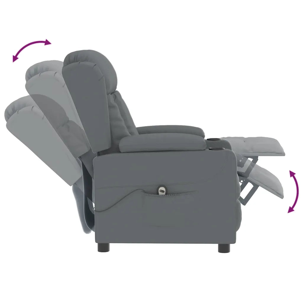 Divano Sedia-Poltrona Reclinabile Elettrica Grigia in Similpelle 538711