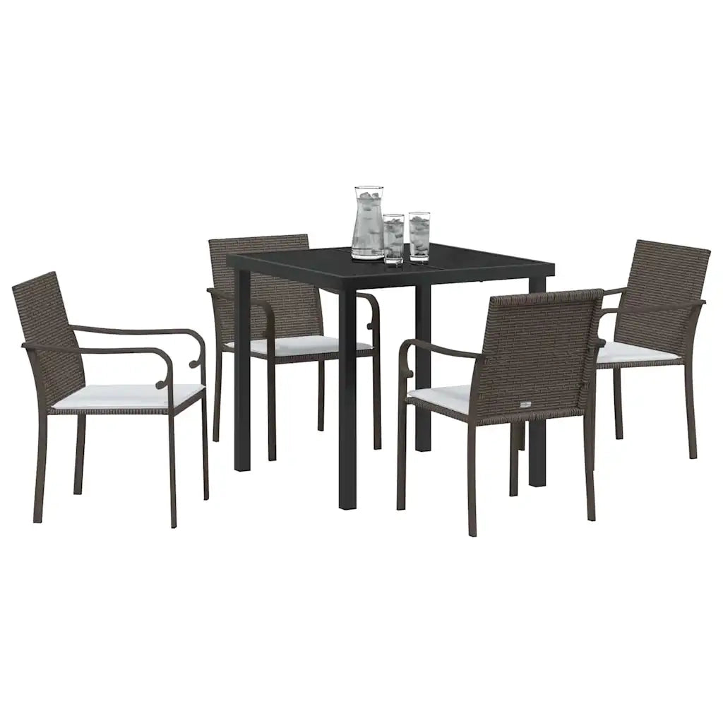 Set da Pranzo per Giardino 5 pcs Marrone e Nero Rattan in PE 3379045