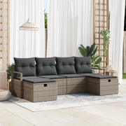 Set Divano da Giardino vitaXL 6 Pezzi con Cuscini Grigio Polyrattan