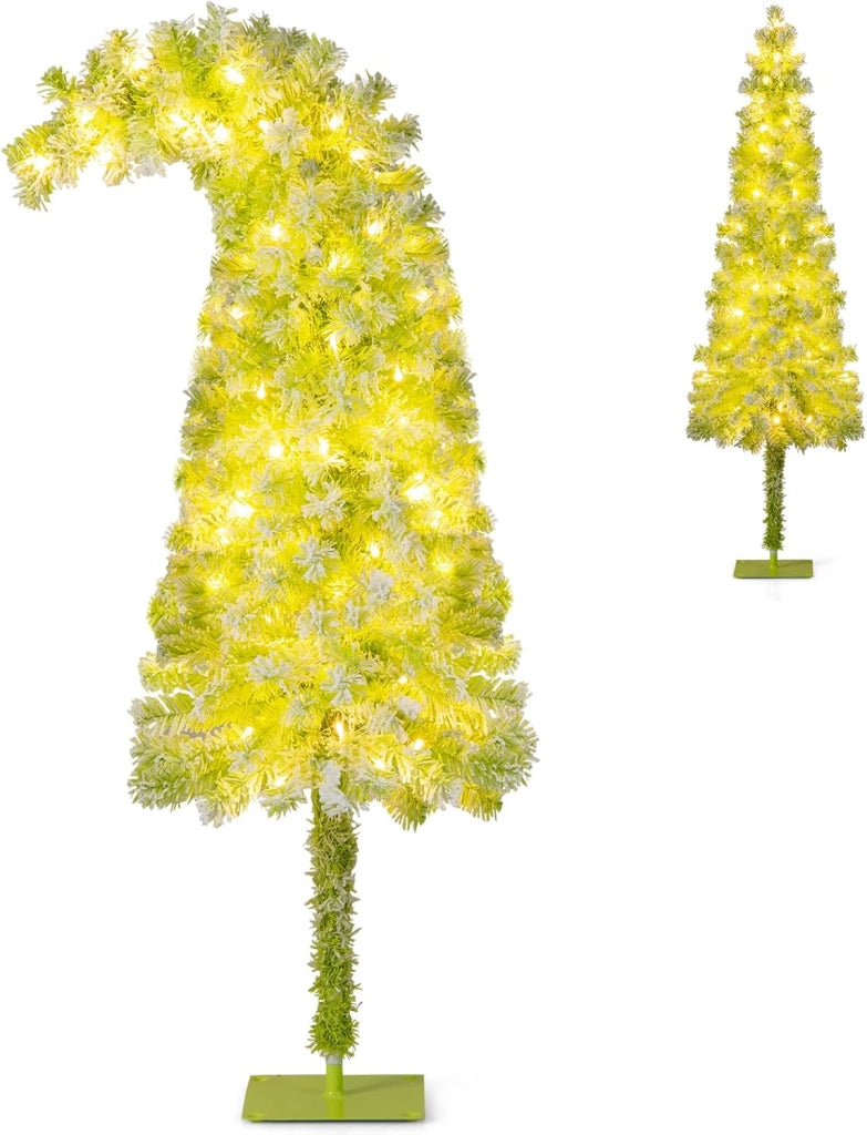 Albero di Natale da 150/180/210 CM, Albero di Natale Artificiale Slim Pre-Illuminato con Punta Flessibile, 216/290/366 Punte di Ramo, 80/120/160 Luci LED Bianche Calde e 8 Modalità (210 cm)