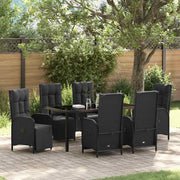 Set da Pranzo per Giardino con cuscino 7 pcs Nero polyrattan 3380124