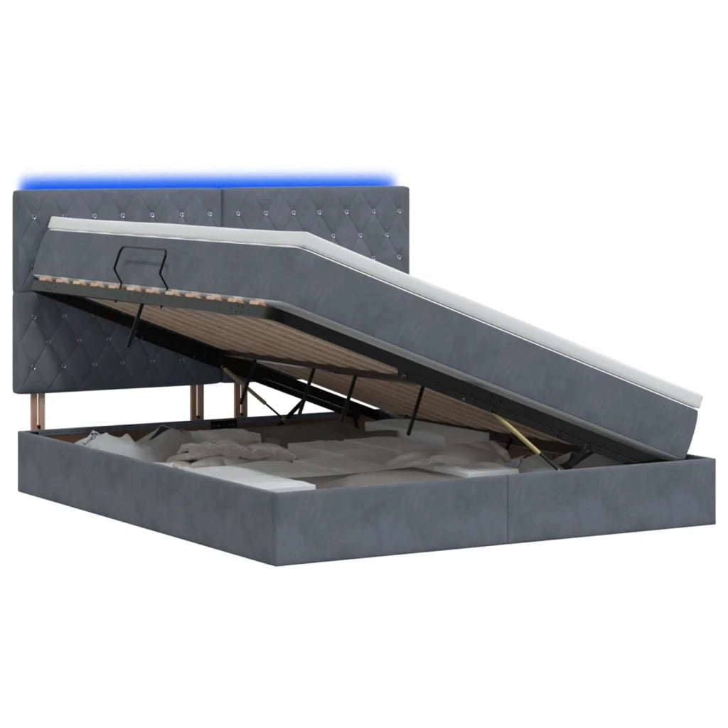 Letto con contenitore LED e materasso Grigio Scuro 140 x 190 cm 3460069