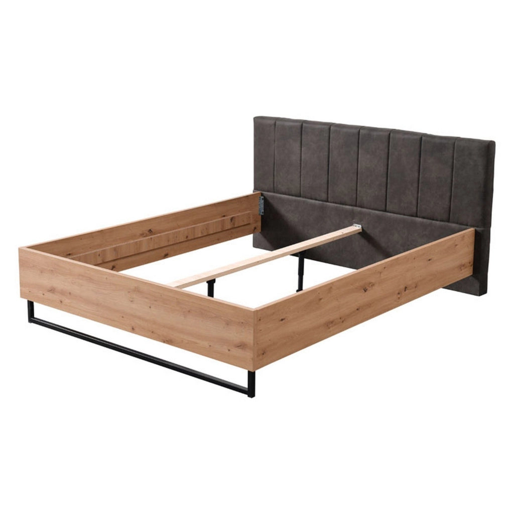 Letto Matrimoniale Busnago, Letto Matrimoniale Testiera Imbottita, Marrone Rovere Nodi
