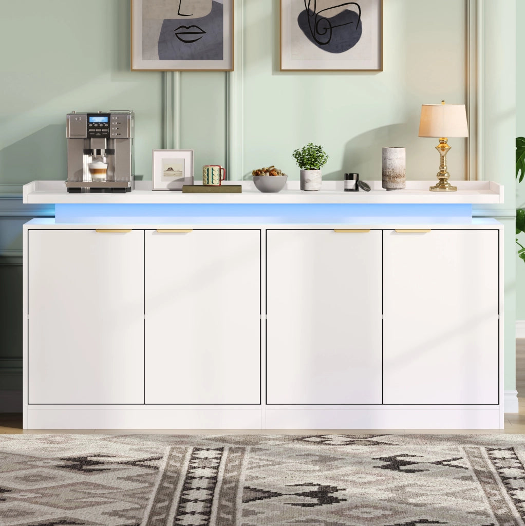 CREDENZA con LED RGB 160x39x83 cm MDF Bianca