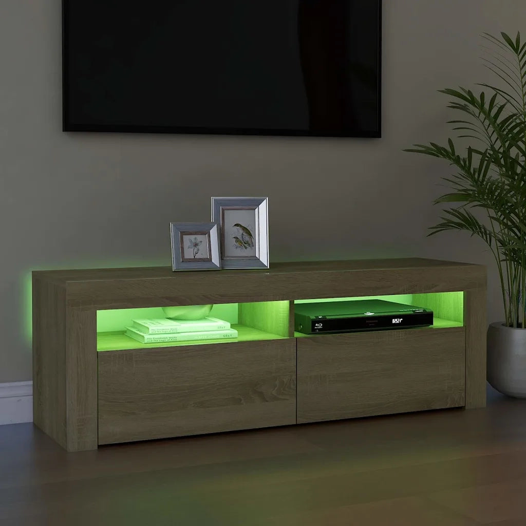 Mobile Porta TV con Luci LED Rovere Sonoma 120x35x40 cm 804313