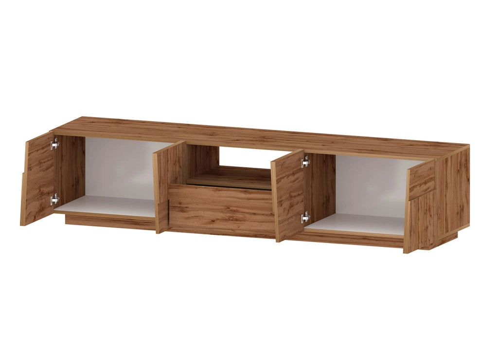 Mobile Tv 4 Anta 1 Cassetto e Ripiano a Giorno 220x44x46 cm Pongo 4A 1C Rovere Wotan