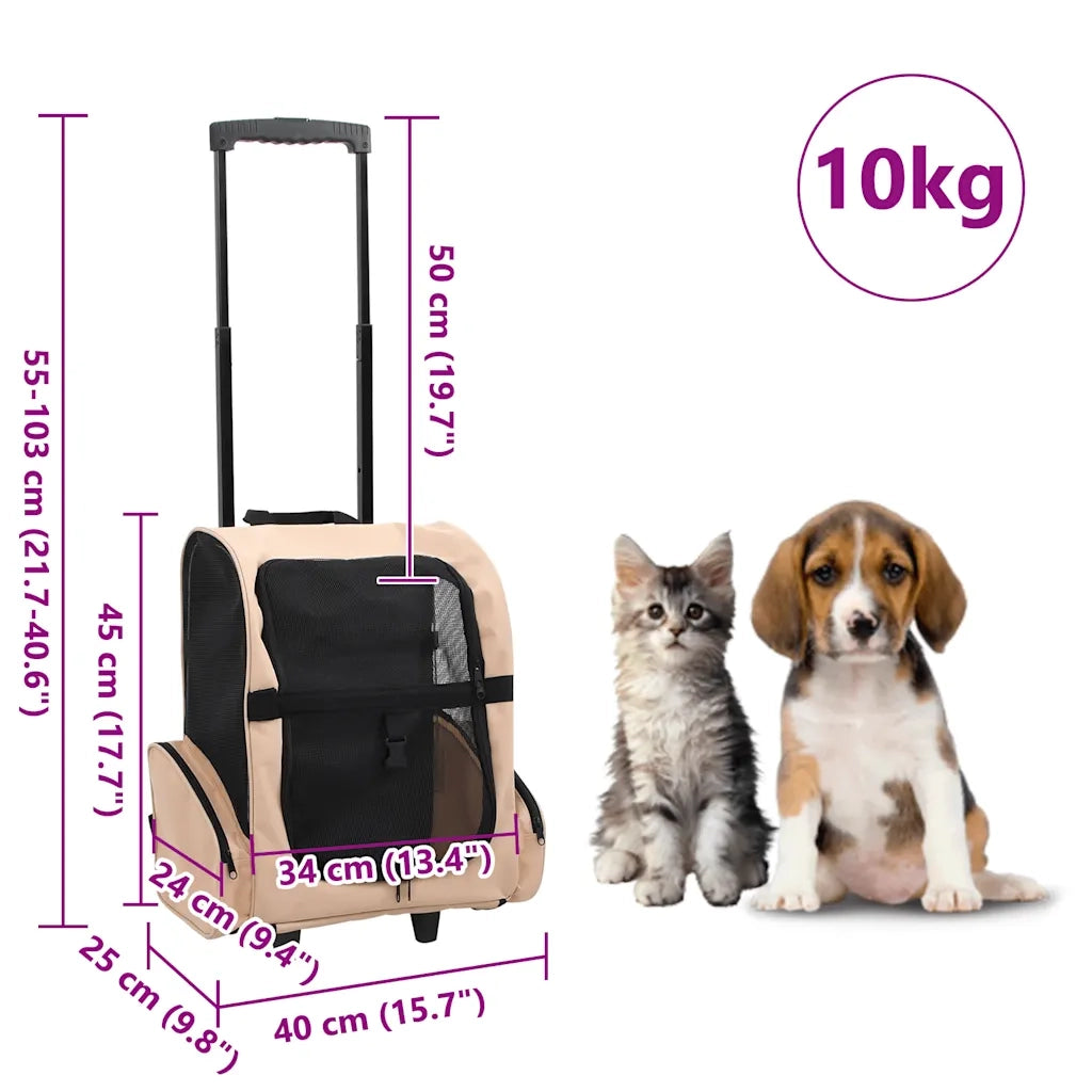 Trolley Trasportino per Animali Pieghevole Multifunzione Beige 170192