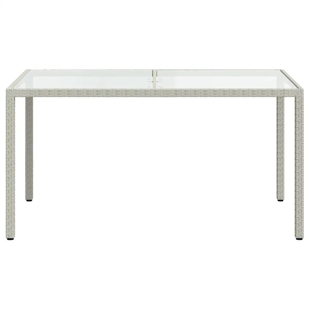Tavolo Giardino 150x90x75cm Vetro Temperato Polyrattan Bianco 316709