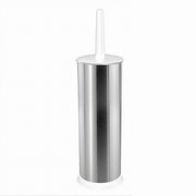 Trade Shop - Portascopino Porta Scopino Bagno Wc Toilette Metallo Con Scopino Bianco 69444 -
