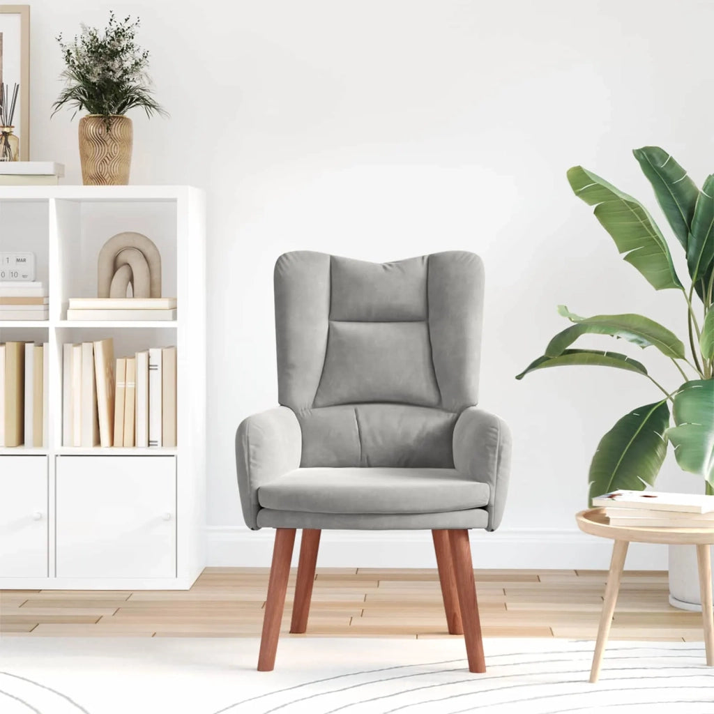Poltrona | Sedia Relax Grigio chiaro 63 x 67 x 94 cm Velluto