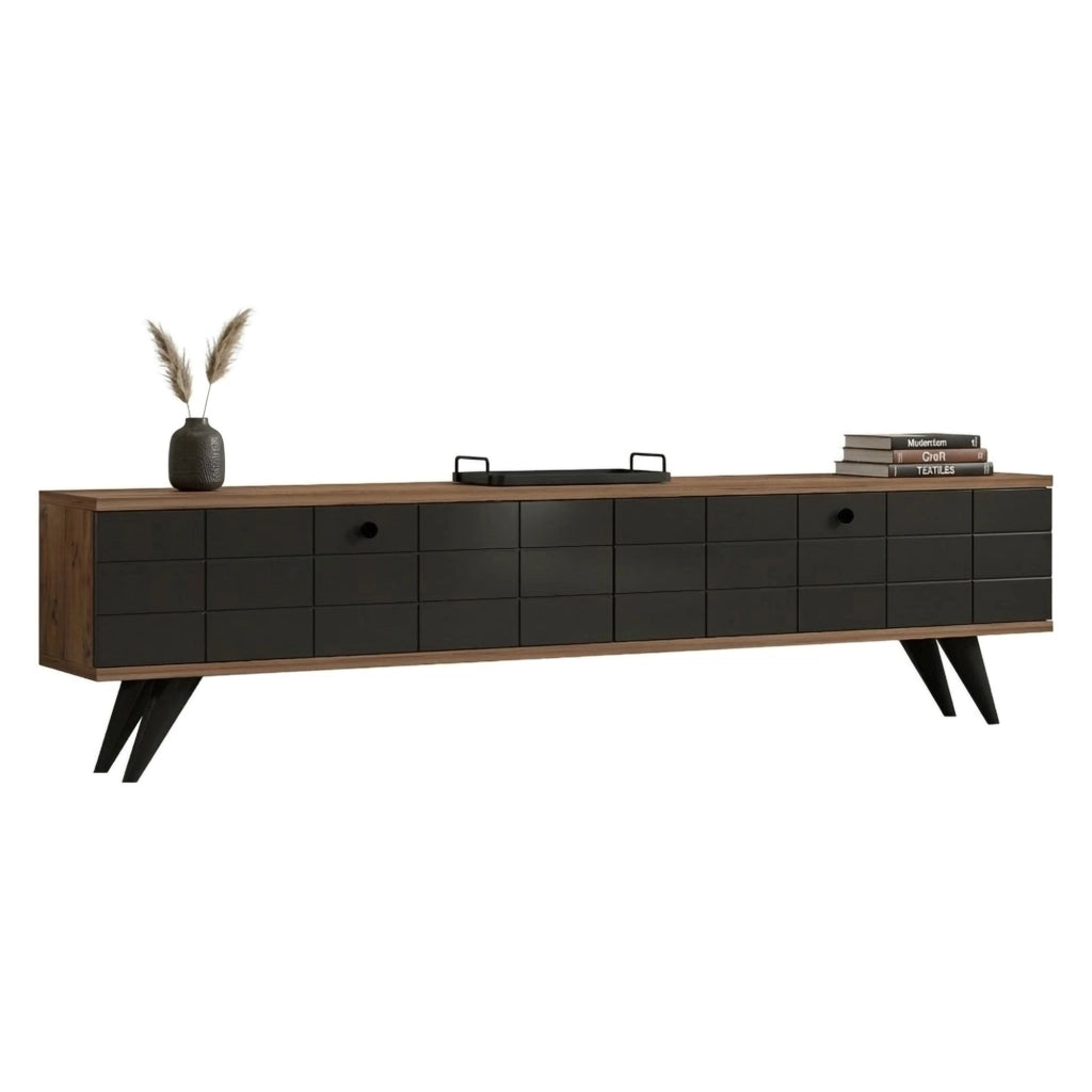 Tresana, Mobile Porta tv 2 Ante, 160x25x35h cm Nero Antracite