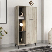 Mobile Espositore Dolzago, Vetrina 4 Ripiani, 67.5x33x130.5h cm Marrone Rovere Chiaro