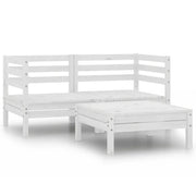 Set Divani da Giardino 3 pz | Set Salotto da Giardino Bianco in Legno Massello di Pino