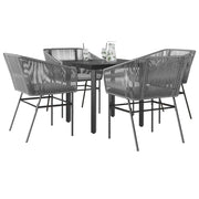 Set da Pranzo da Giardino 5 pz con Cuscini Polyrattan Vetro