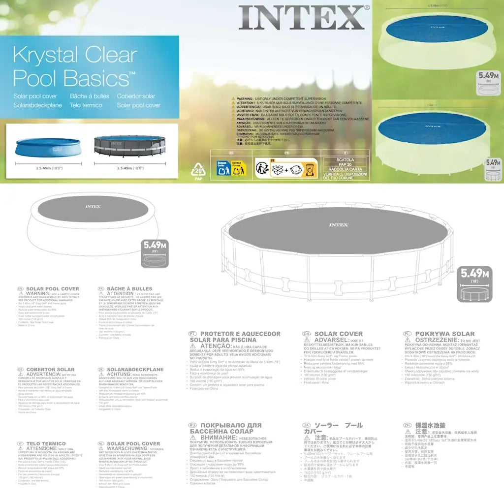 INTEX Copertura Solare per Piscina Blu 538 cm in Polietilene 93299