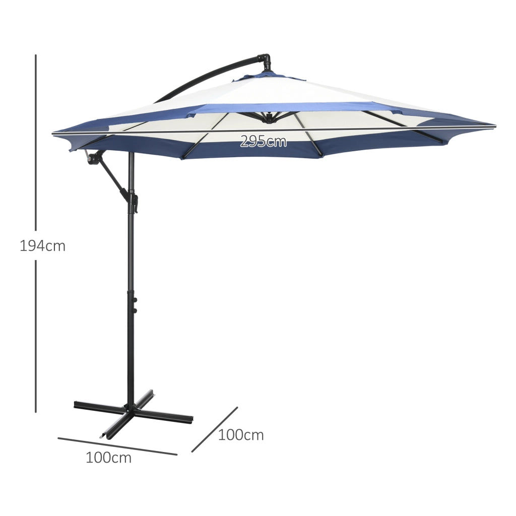 Ombrellone da Giardino ¨C Zephmum ¨C Blu Scuro e Crema, ?3x2 m