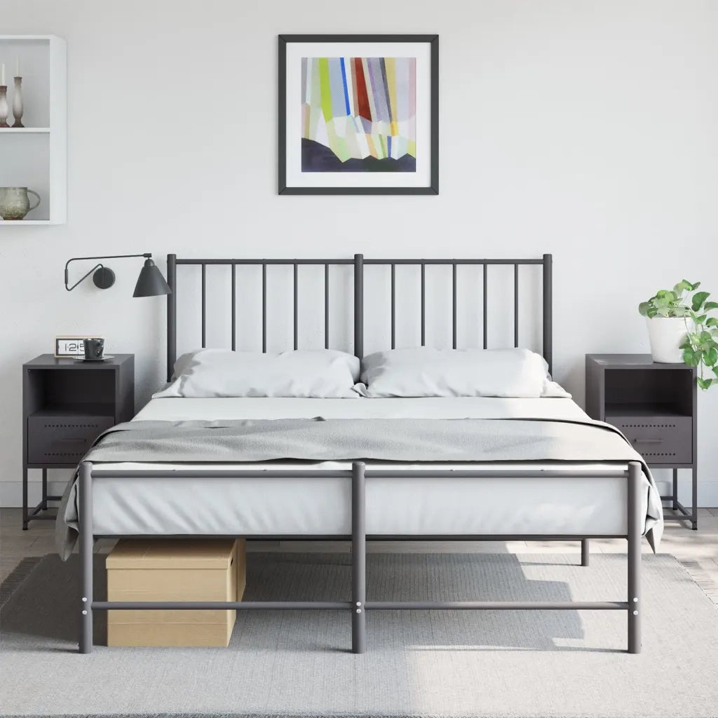Set di 2 Comodini | Armadio da Notte | Mobiletto da notte Neri 36x39x60,5 cm in Acciaio