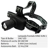 Lampada frontale a led king-sun 1 watt