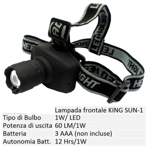 Lampada frontale a led king-sun 1 watt