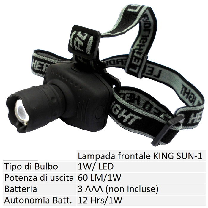 Lampada frontale a led king-sun 1 watt