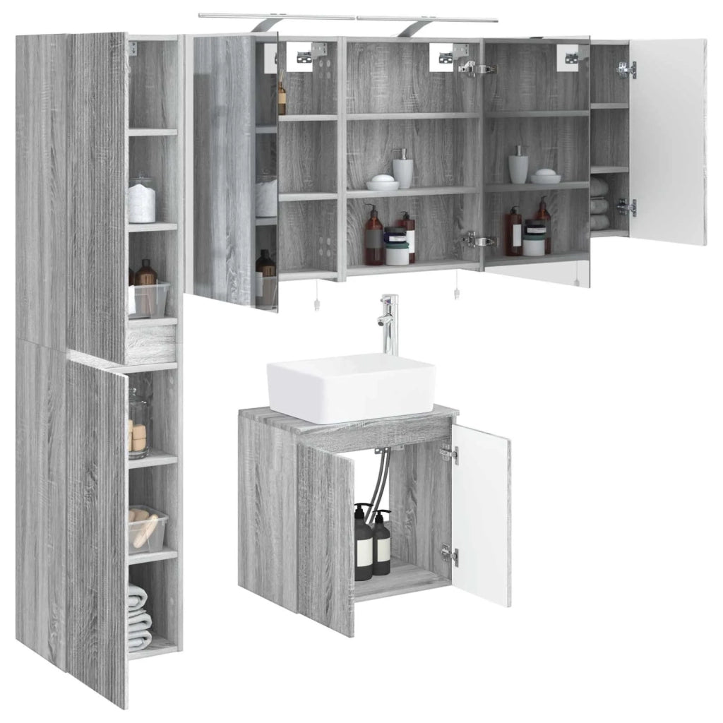 Set di Armadi da Bagno 5 pcs Sonoma grigio 50 x 14,5 x 70 cm 3407316