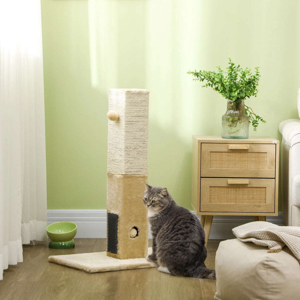 Grattatoio per gatti con palla e sonaglio ¨C zephmum ¨C 59.5x39x79 cm beige