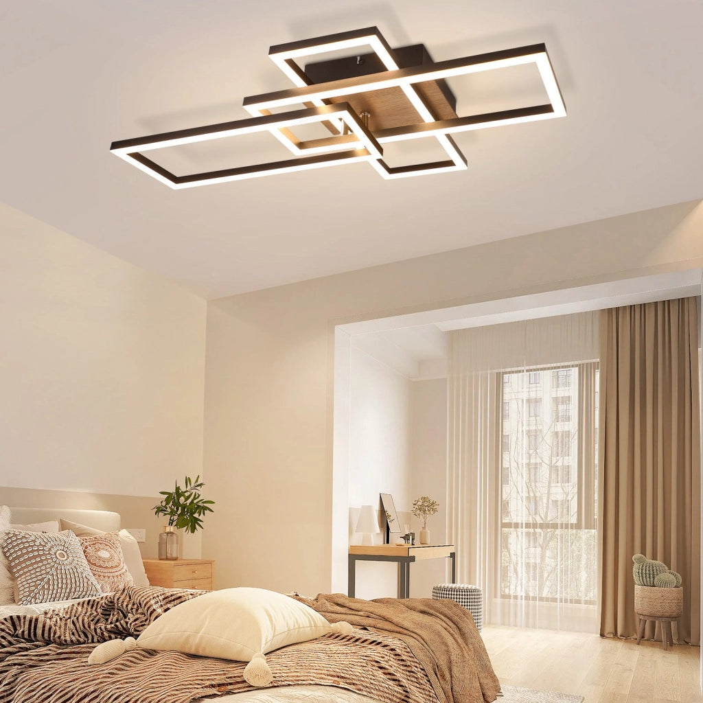 ZMH Lampada da soffitto LED nera a 3 luci 102 cm moderna dimmerabile per soggiorno e camera da letto