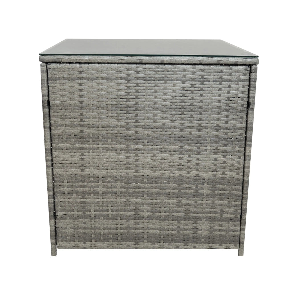 Set Giardino Rattan 11 Posti Grigio Divani Sgabelli Tavolo Firepit